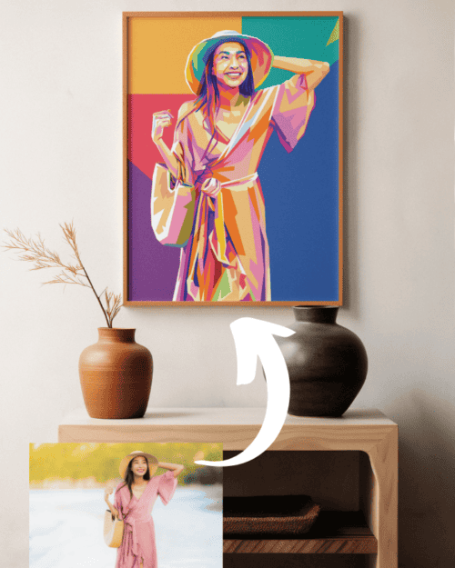 Personalised Pop Art Framed Canvas Painting Half-Body Portrait 16″ x 20″